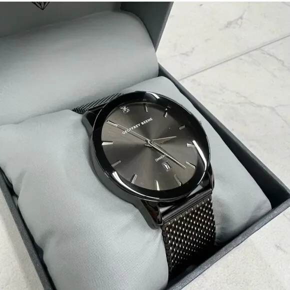 New In Box Geoffrey Beene Gunmetal Mens Watch - Picture 4 of 9